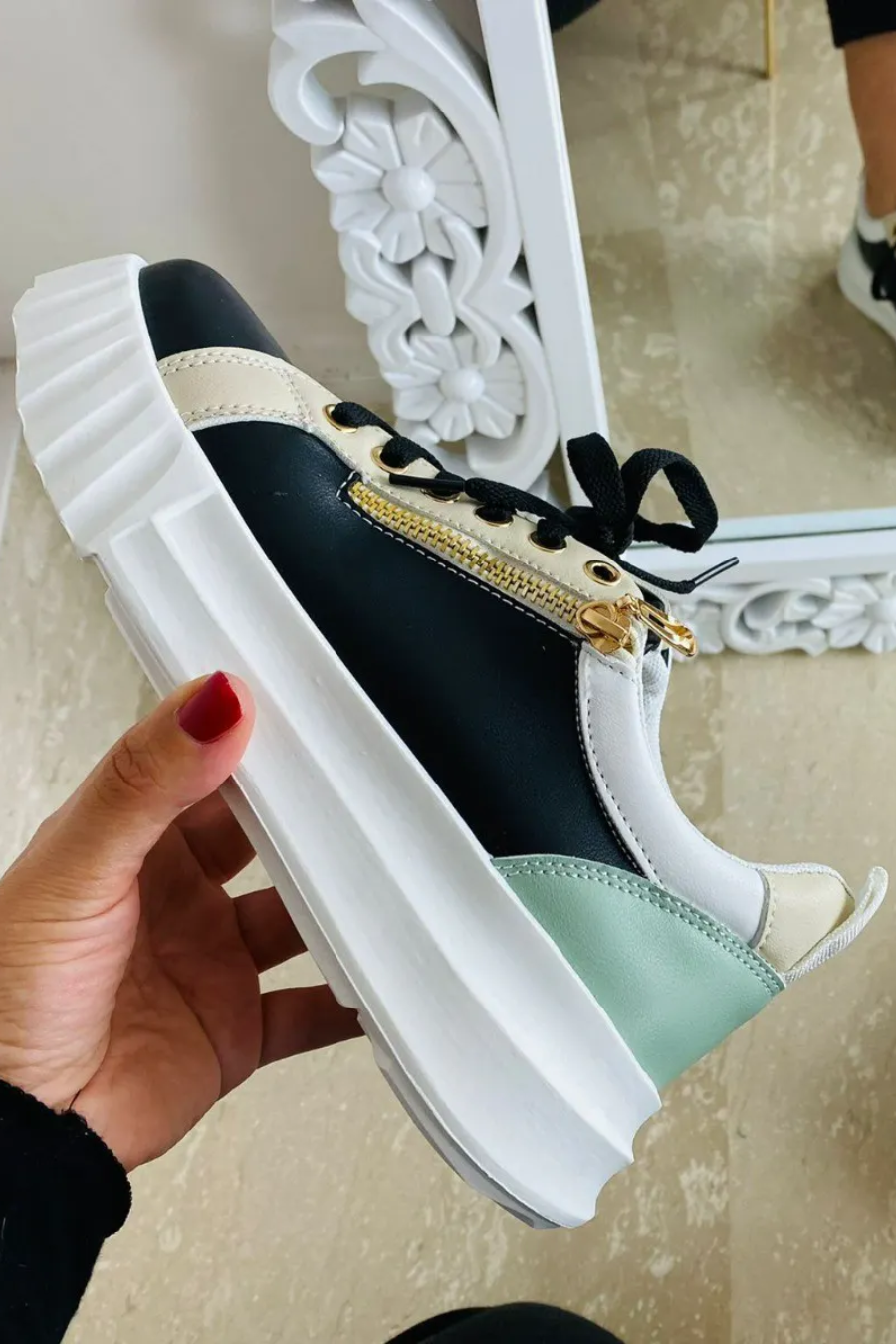 Sneakers Pippa Zwart/Beige