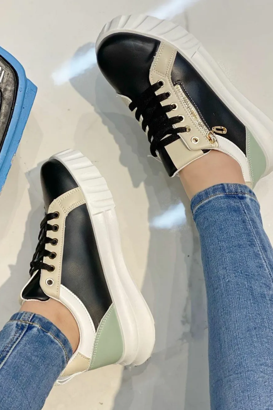 Sneakers Pippa Zwart/Beige